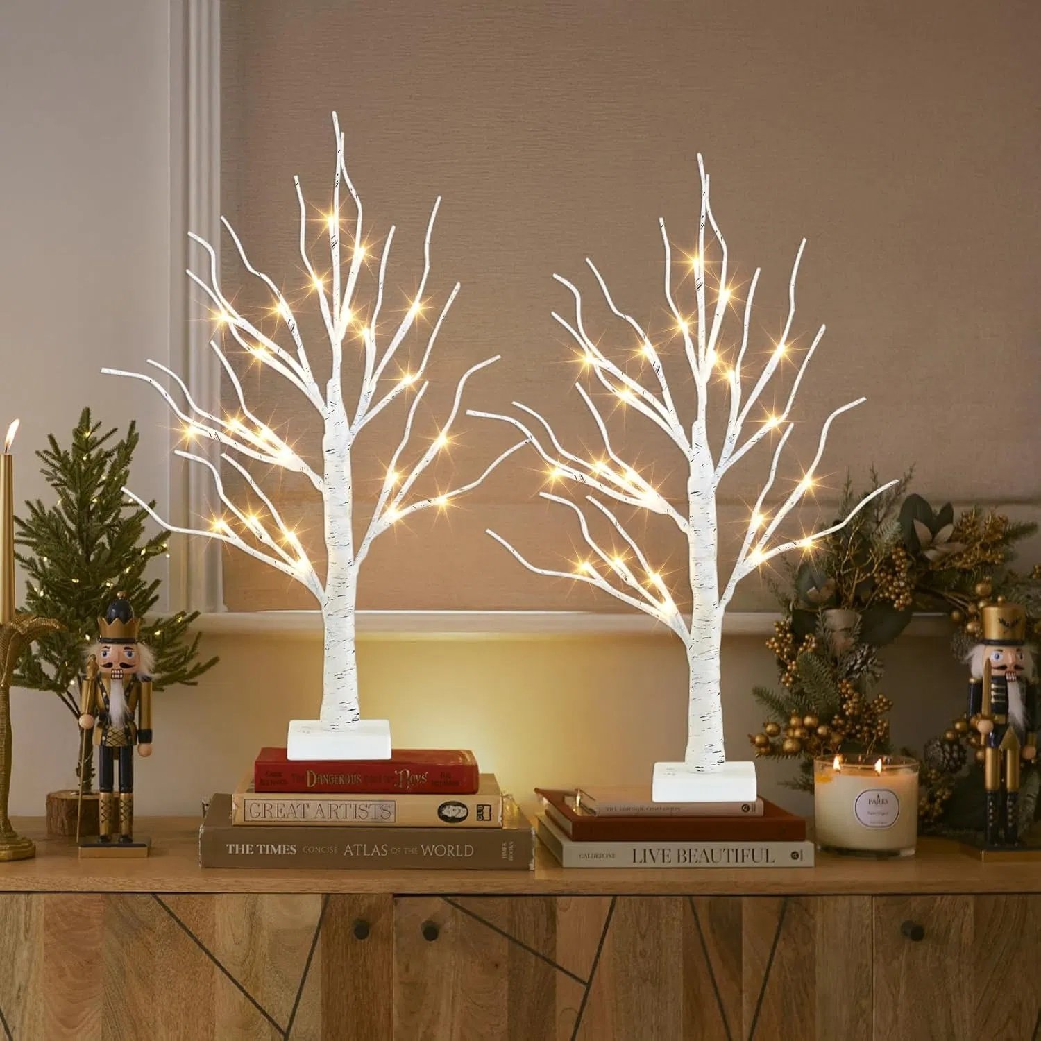 Christmas Decorations Indoor, 2 FT Birch Tree with LED Lights, Fairy Light Spirit Tree for Christmas Decor, Warm White Lighted Birch Trees for Home Decor Indoor, Battery Powered, Timer (2PK) - Image 2
