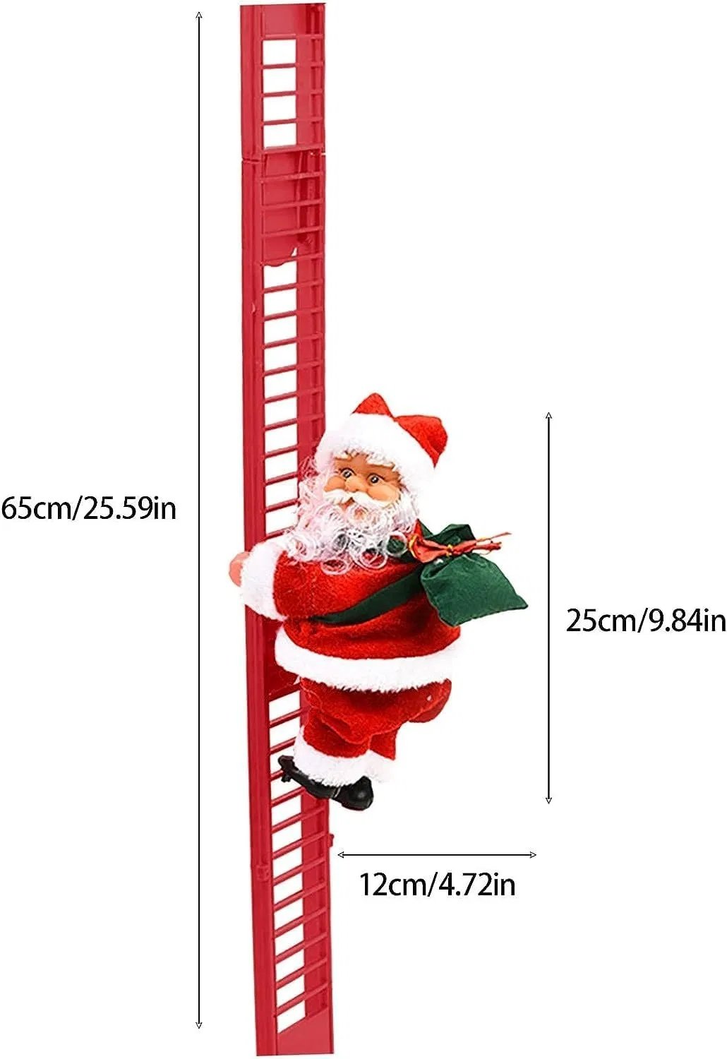 Christmas Electric Climbing Santa with Music & LED Light, Electric Climbing Ladder Santa Claus Doll for Xmas Tree Decorations Hanging Christmas Ornaments Tree Decor Holiday Party Gift Christmas - Image 7