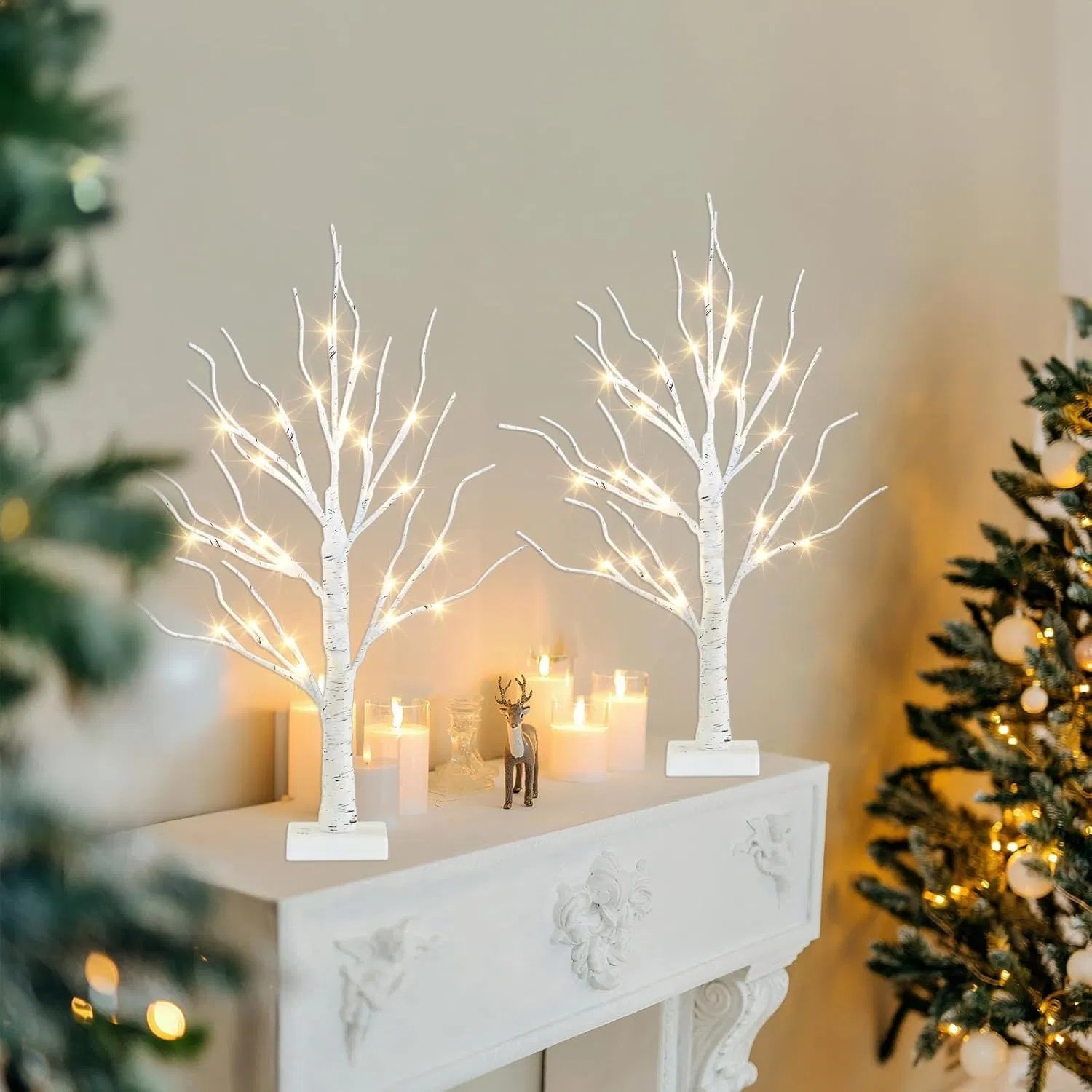 Christmas Decorations Indoor, 2 FT Birch Tree with LED Lights, Fairy Light Spirit Tree for Christmas Decor, Warm White Lighted Birch Trees for Home Decor Indoor, Battery Powered, Timer (2PK) - Image 3