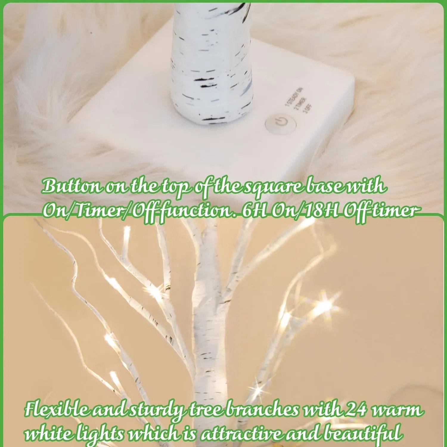 Christmas Decorations Indoor, 2 FT Birch Tree with LED Lights, Fairy Light Spirit Tree for Christmas Decor, Warm White Lighted Birch Trees for Home Decor Indoor, Battery Powered, Timer (2PK) - Image 9