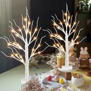 Christmas Decorations Indoor, 2 FT Birch Tree with LED Lights, Fairy Light Spirit Tree for Christmas Decor, Warm White Lighted Birch Trees for Home Decor Indoor, Battery Powered, Timer (2PK)