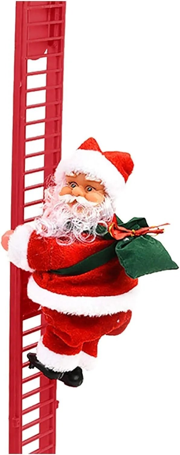 Christmas Electric Climbing Santa with Music & LED Light, Electric Climbing Ladder Santa Claus Doll for Xmas Tree Decorations Hanging Christmas Ornaments Tree Decor Holiday Party Gift Christmas - Image 5