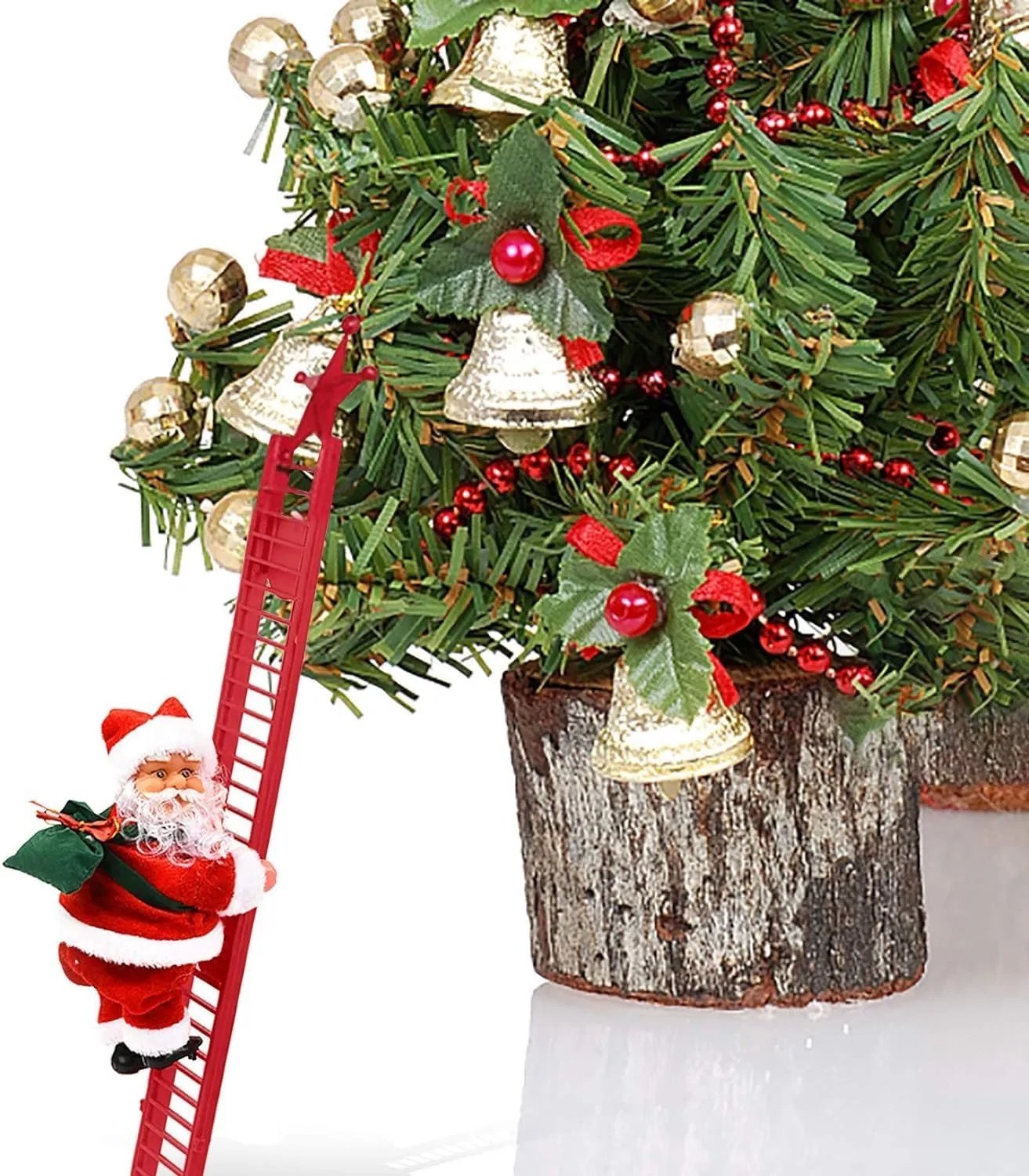 Christmas Electric Climbing Santa with Music & LED Light, Electric Climbing Ladder Santa Claus Doll for Xmas Tree Decorations Hanging Christmas Ornaments Tree Decor Holiday Party Gift Christmas - Image 6